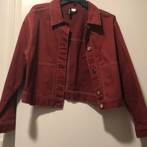 H & M. RUST COLORED JEAN JACKET